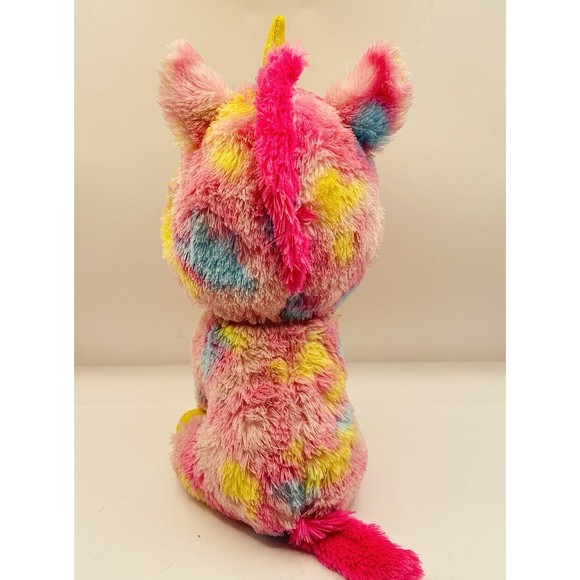 Ty Beanie Boo  Fantasia The Unicorn  Pink w/Golden Horn Medium 9" P1 - Picture 3 of 6